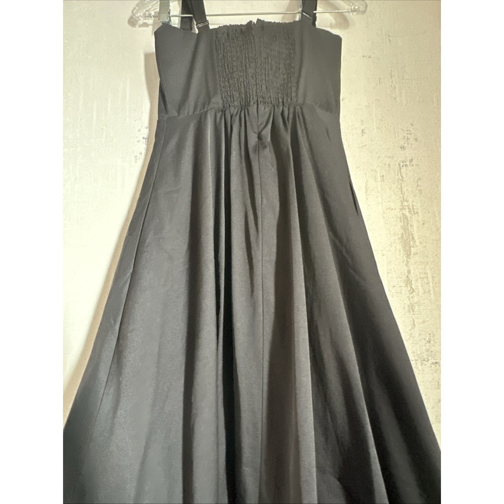 Anthropologie Mare Mare Black Corset Poplin Cotton Flounced Midi Dress | Sz: XS - Picture 9 of 12